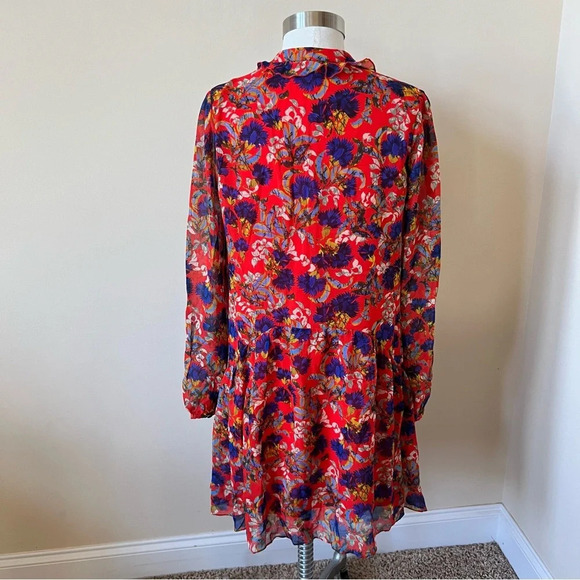 Saloni Tilly Ruffle Floral Silk Mini Dress 26017 - Picture 6 of 10